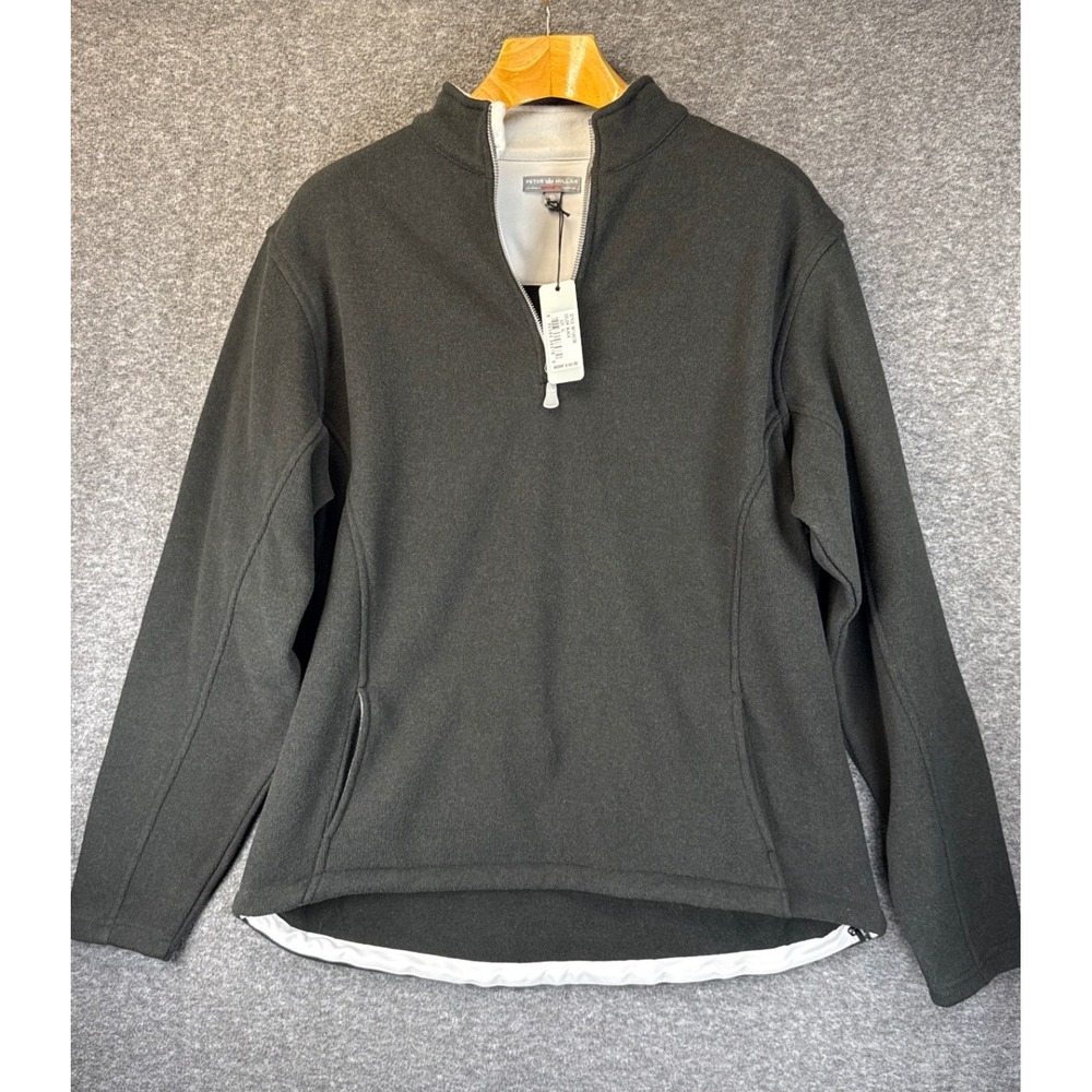Peter Millar Warmth Q Zip Pullover Men XL Black E4 Performance Sweater NWT $165